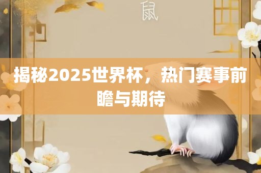 揭秘2025世界杯，热门赛事前瞻与期待眉山市正发家政服务有限公司