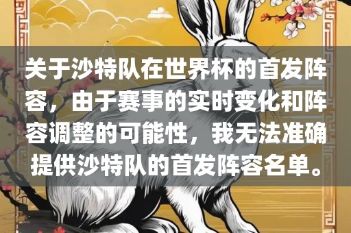 关于沙特队在世界杯的首发阵容，由于赛事的实时变化和阵容调整的可能性，我无法准确提供沙特队的首发阵容名单。
