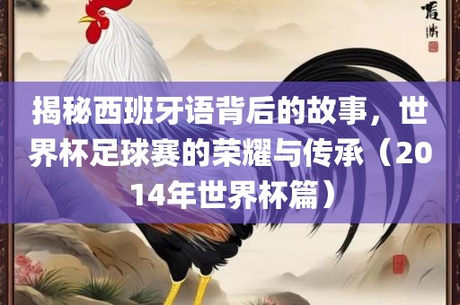 揭秘西班牙语背后的故事，世界杯足球赛的荣耀与传承（2014年世界杯篇）