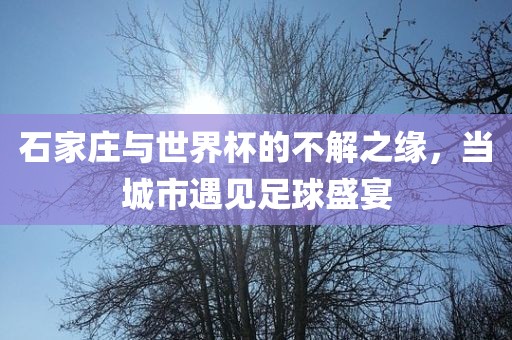 石家庄与世界杯的不解之缘，当城市遇见足球盛宴