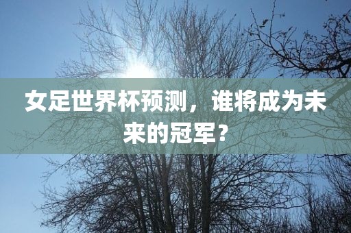 女足世界杯预测，谁将眉山市正发家政服务有限公司成为未来的冠军？