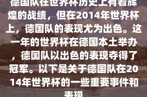 2014年世界杯出色表现