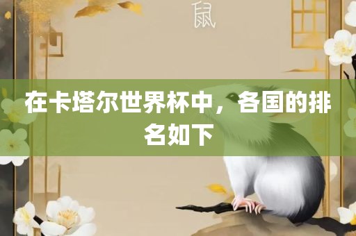 在卡塔尔世界杯中，各国的排名如下眉山市正发家政服务有限公司