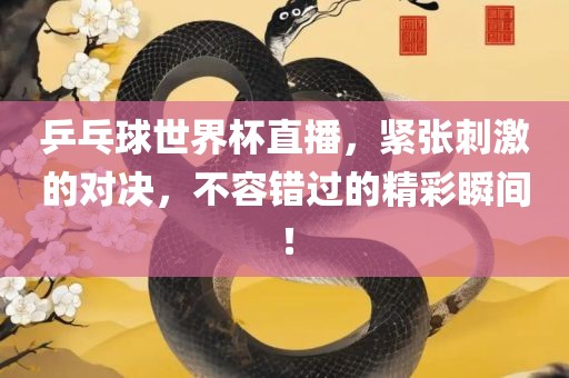 乒乓球世界杯直播，紧张刺激的对决，不容错过的精彩瞬间！
