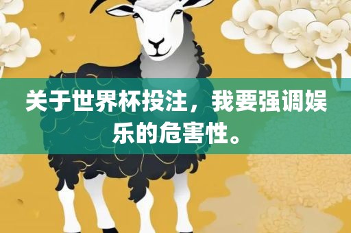 关于世界杯投注，我要强调娱乐的危害性。