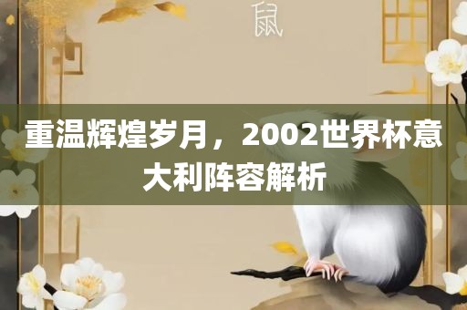 重温辉煌岁月，2002世界杯意大利眉山市正发家政服务有限公司阵容解析