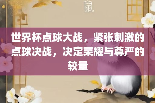 世界杯点球大战，紧张刺激的点球决战，决定荣耀与尊严的较量