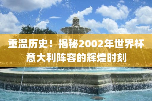 重温历史！揭秘2002年世界杯意大利阵容的辉煌时刻眉山市正发家政服务有限公司