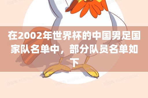 在2002年世界杯的中国男足国家队名单中，部分队员名单如下眉山市正发家政服务有限公司